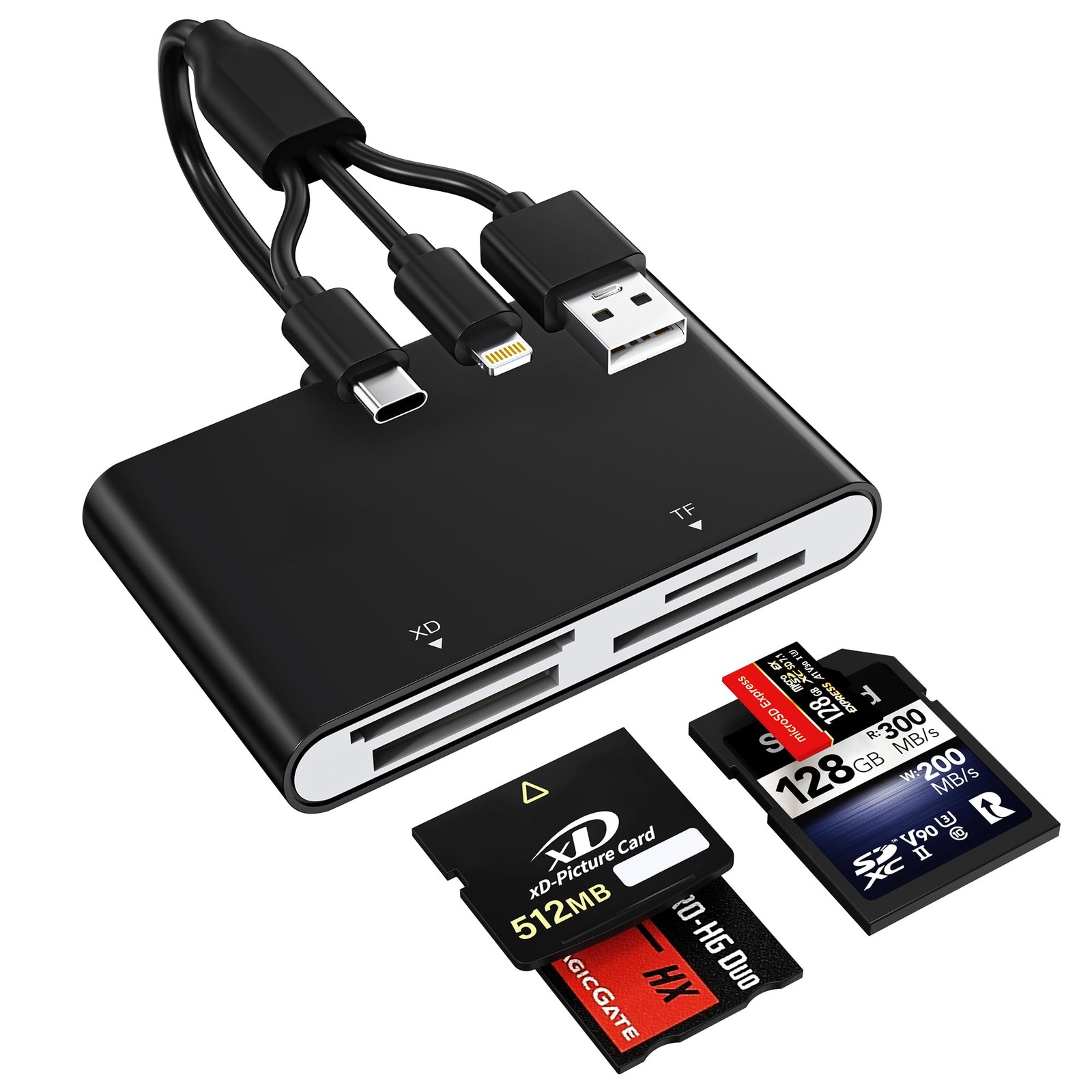4 in 1 Memory Stick Pro Duo Adapter, Multi Card Reader with Black