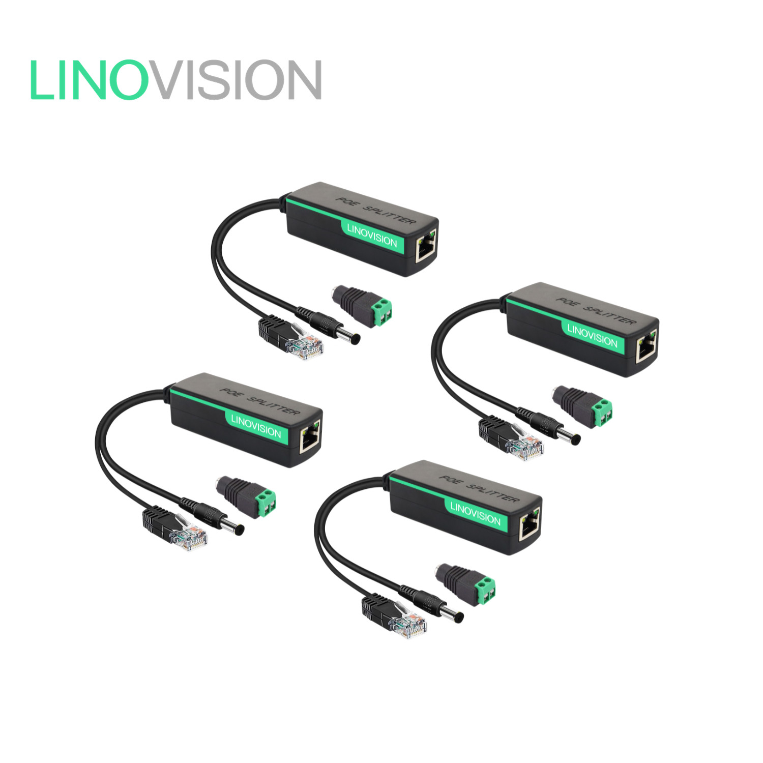 LINOVISION 1 Port Water-proof POE Splitter with DC12V 2A Output (4 pack)