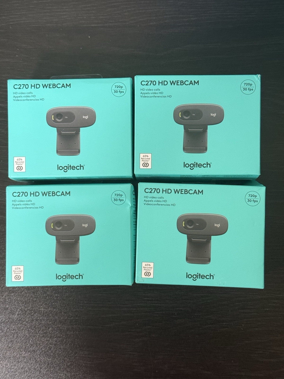 Lot Of 4️⃣  NEW Logitech C270 HD Webcam - Black *IN HAND*