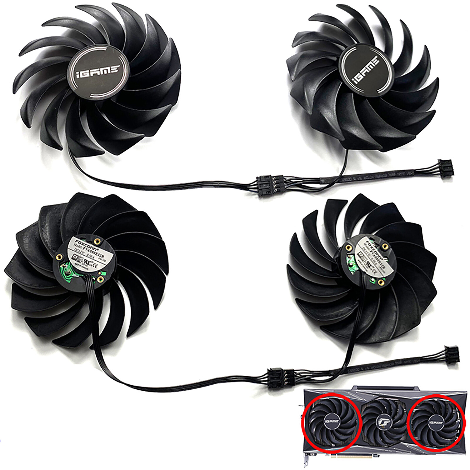 1 Set Graphics Cooling Fan Replacement for RTX3060ti 3070 3070ti 3080 3090 iGame