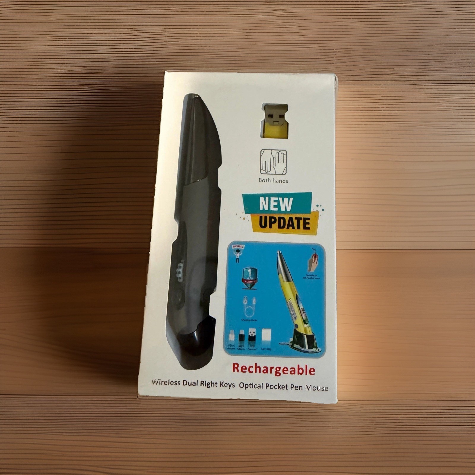 Wireless Optical Pocket Pen Mouse Rechargeable 2.4GHz USB Ergonomic