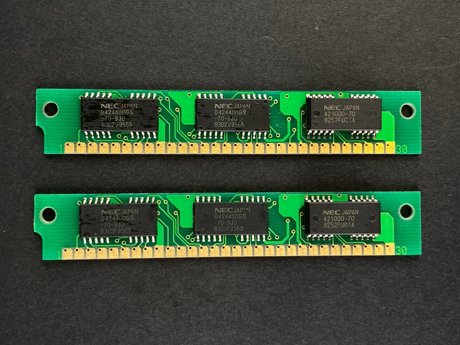 Lot of 2 NEC 30-Pin SIMM RAM Memory Modules 70ns Vintage FPM Parity