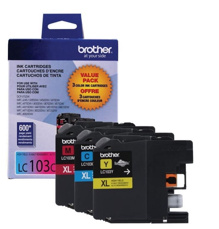 Brother Genuine High Yield Color Ink Cartridge, LC1033PKS, Replacement Color Ink