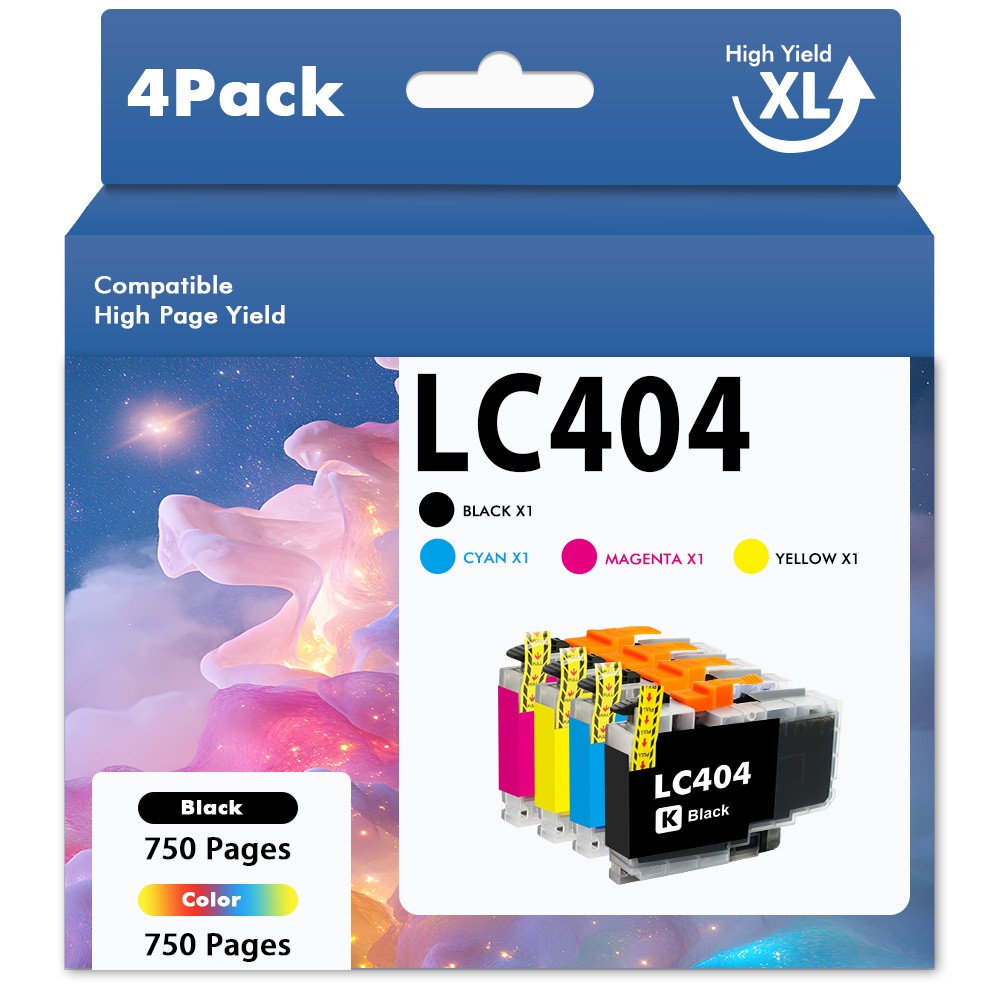 4 Pack LC 404 LC404 Ink Cartridges Compatible For Brother MFC-J1215W MFC-J1205W