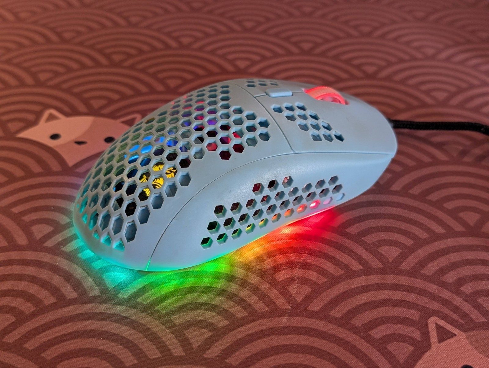 Ziyou Lang T60 RGB Gaming Mouse Honeycomb Wired Lightweight White