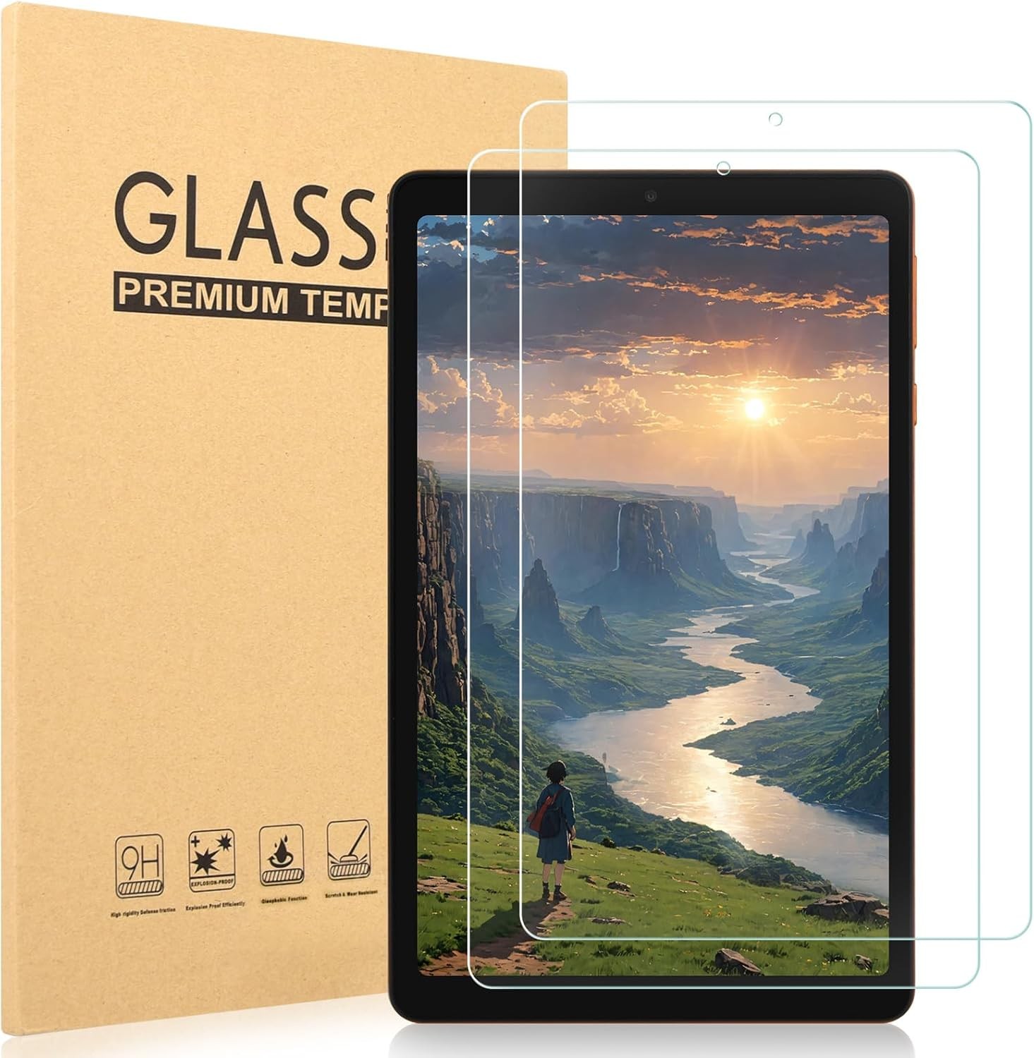 Onn 8 Inch Tablet Gen 4 Screen Protector, 2 Pack Tempered Glass Film 9H Hardness
