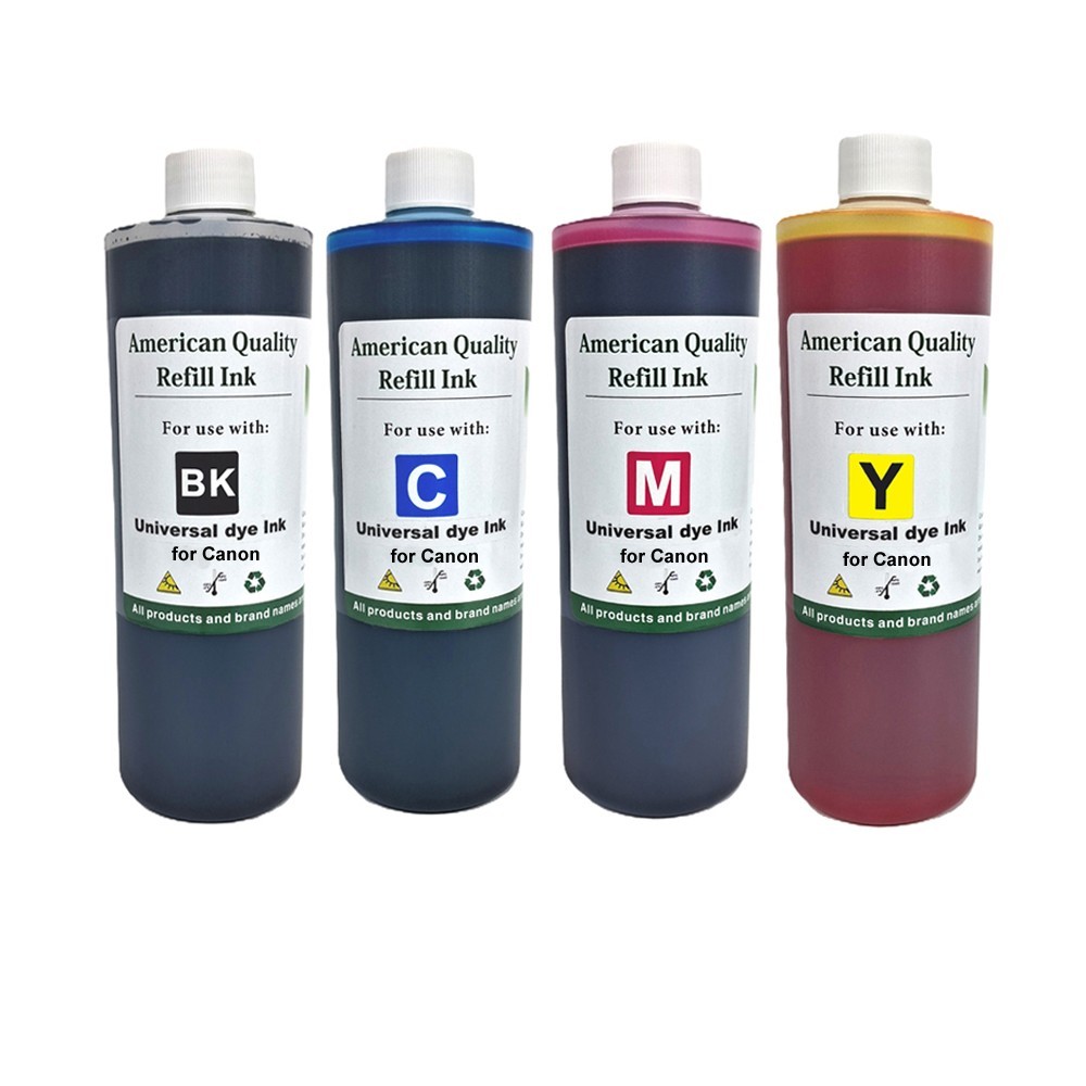 4x500ml Refill Ink Bottles Kit Black Cyan Magenta Yellow for Canon Premium Ink