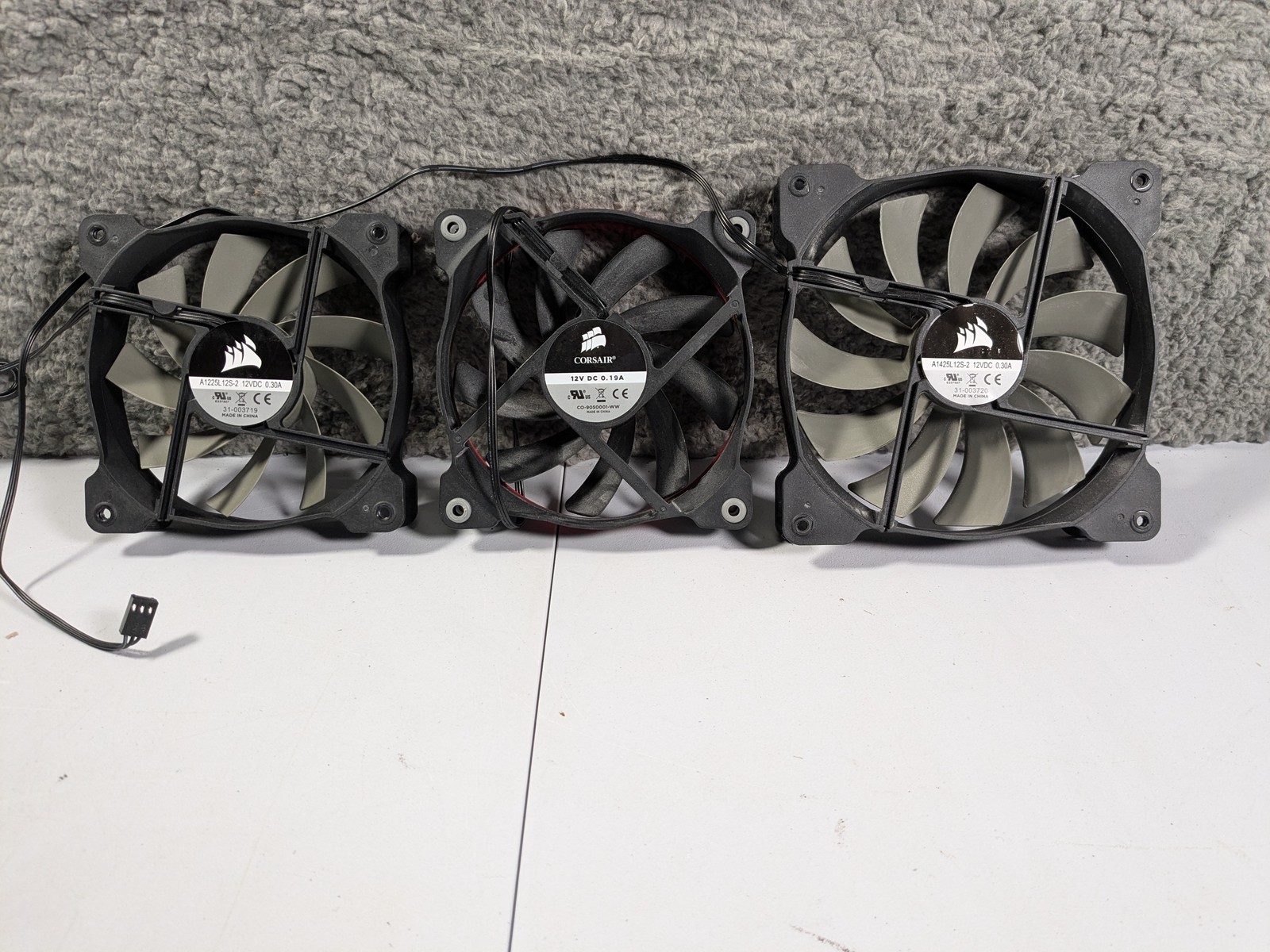 Lot (3) Corsair PC Case Fans A1225L 12S-2 120mm A1425L 12S-2 140mm CO-9050001-WW