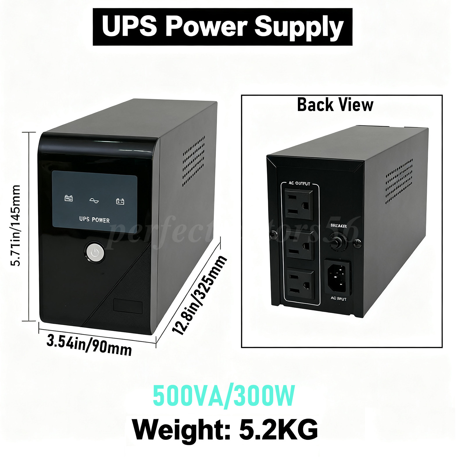 40dB Instant Backup Energy-Saving UPS Power Supply 500VA-1500VA 6H 90% Charge