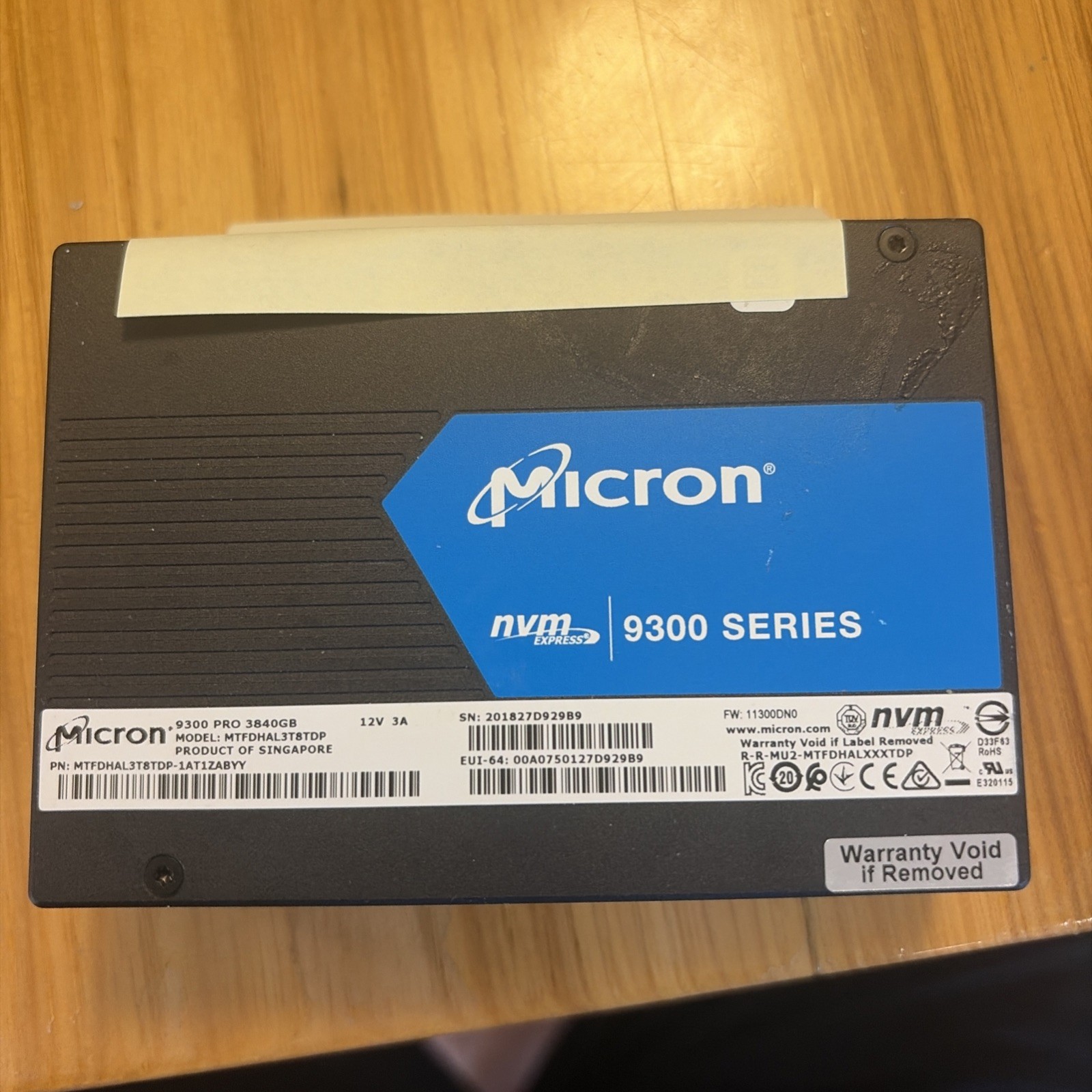 Micron 9300 PRO 3.84TB SSD 2.5" U.2 PCIe 3.0x4 NVMe MTFDHAL3T8TDP 75%-77%