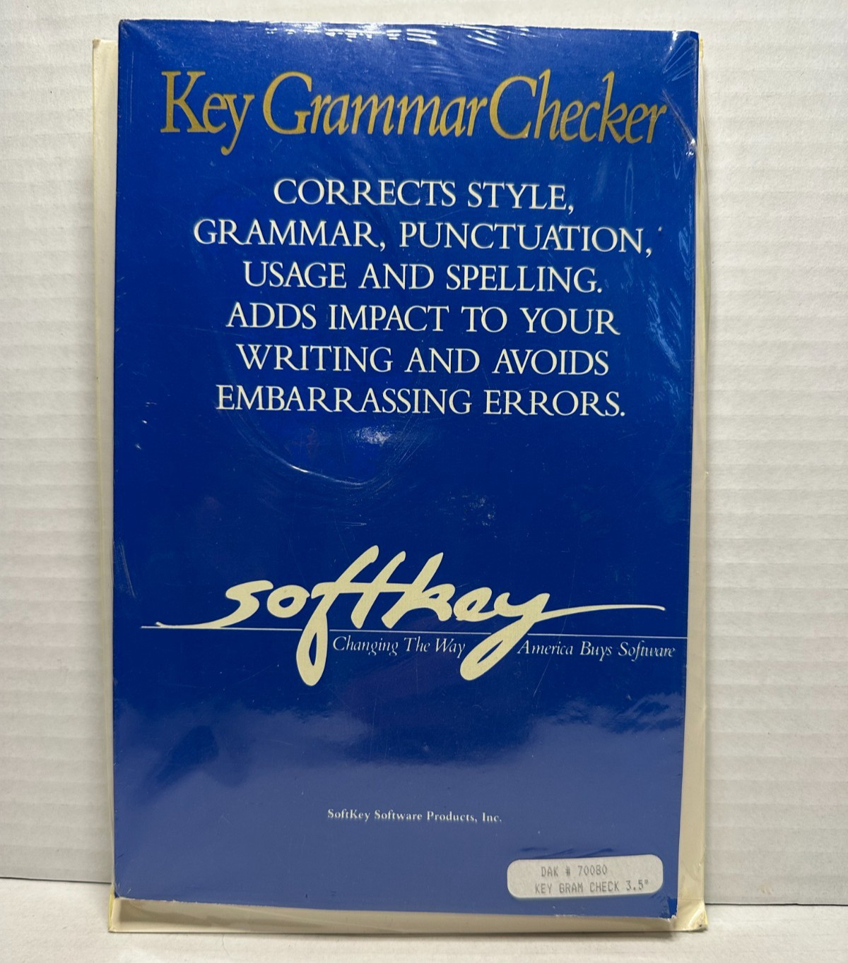 New Sealed Vintage Softkey Key Grammar Checker Software 3.5" Disk VTG DAK 70080