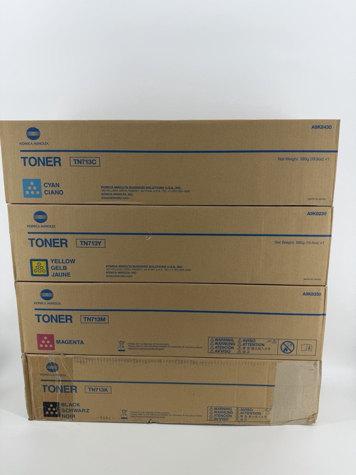 Konica TN713 A9K8130 8230 8330 8430 Toner Cartridges Set KYMC C759 C659 OEM NEW