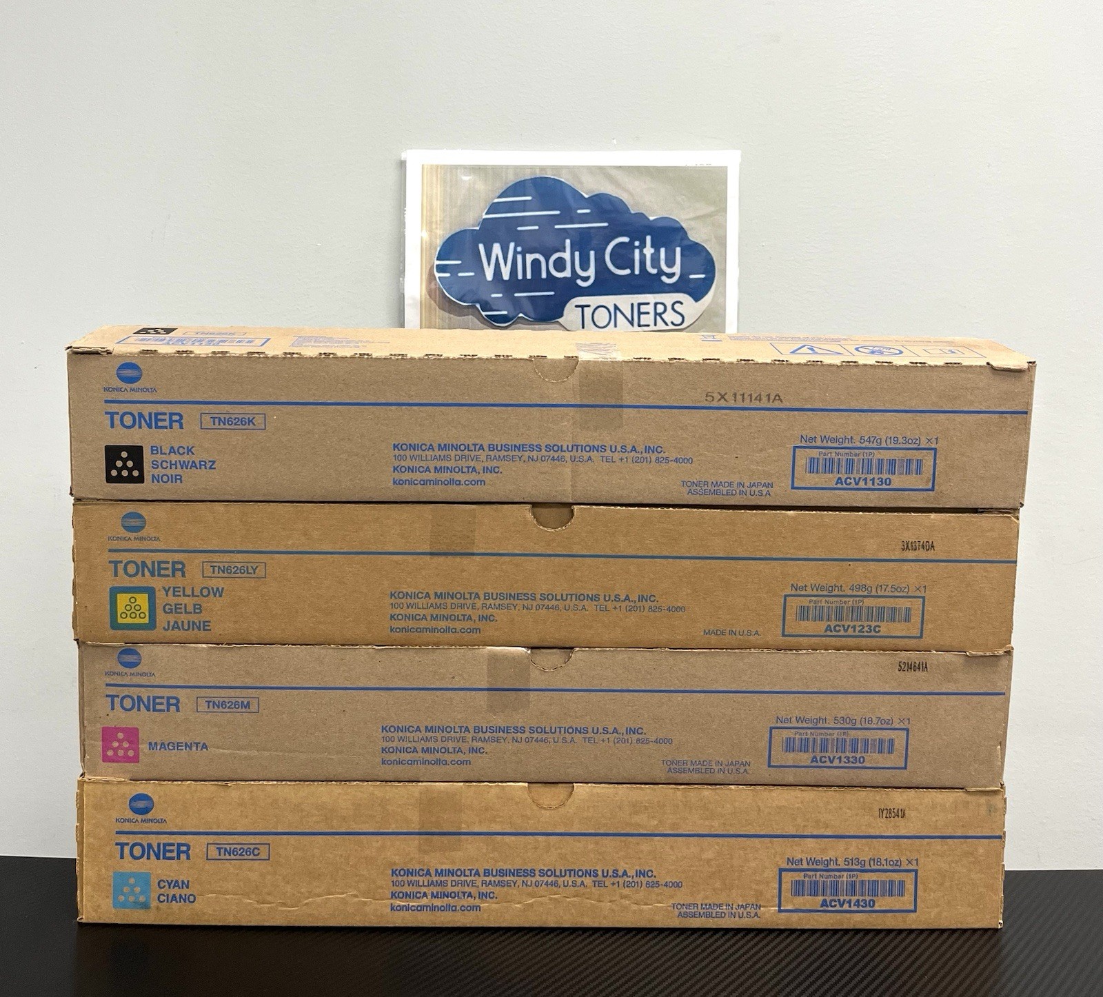 Konica Minolta TN626 Original Complete Toner Set Black Cyan Magenta Yellow New
