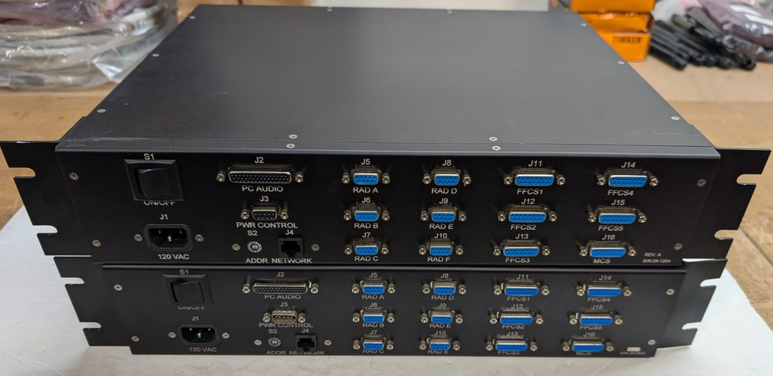 2x EBC Electronics ECU-RVS1 2U Rack Simulator I/O VGA RAD FFCS MCS CAGE 0WPG4