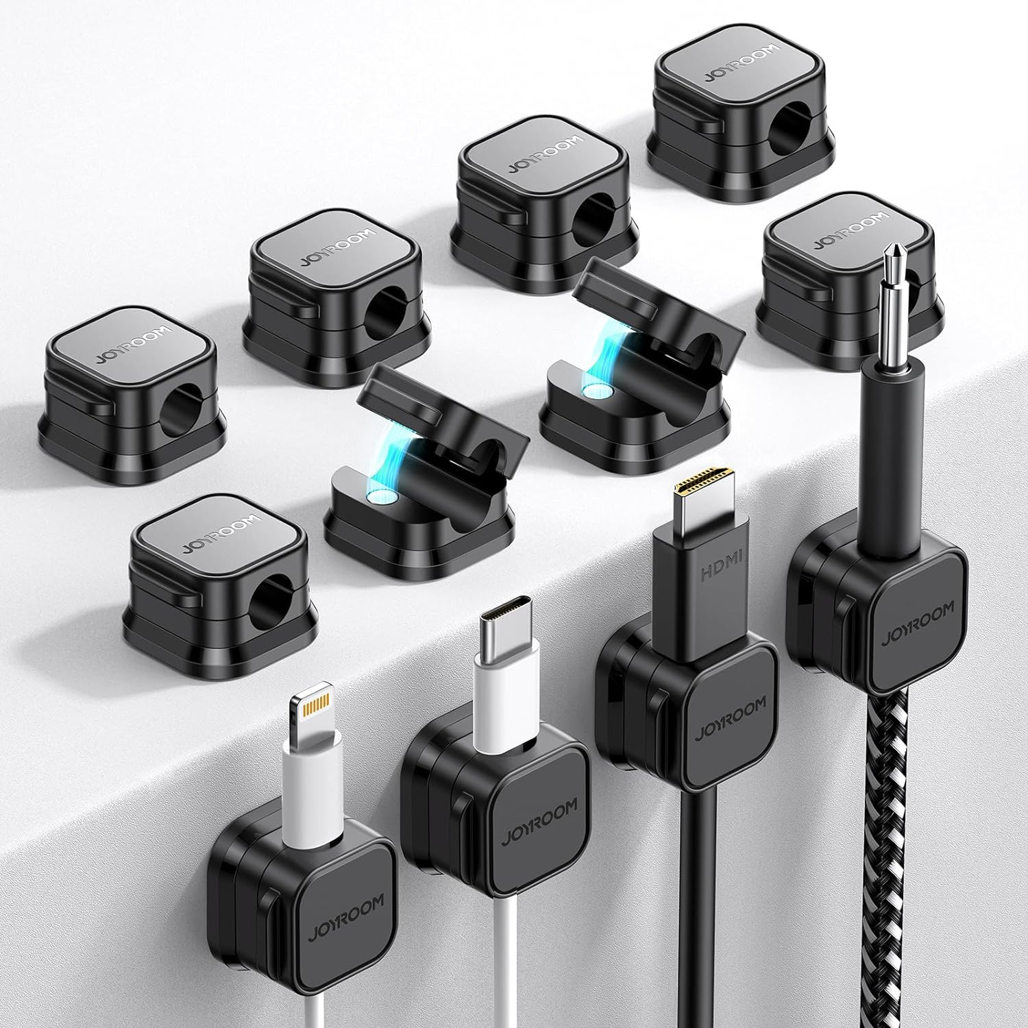 12 Pack Magnetic Cable Management Clips, Phone Electric Charging Cord Holder, De