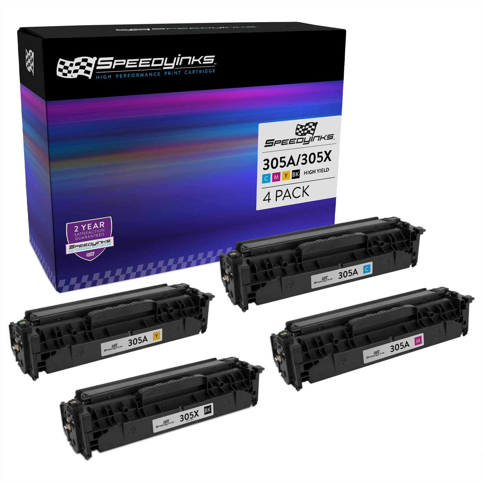 4PK Reman Laser Toner Cartridge for HP 305A CE410X CE411A CE412A CE413A 305X