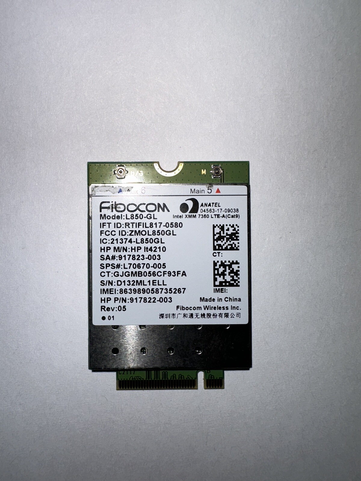 L70670-005,917823-003,917822-003 HP WWAN Fibocom L850-GL w/GPS LTE/HSPAP + M.2