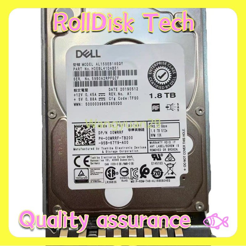 0WRRF Dell 1.8TB 10K 12Gbps SAS 2.5'' 512e 00WRRF HDD Hard Drive 14/15/16G KIT