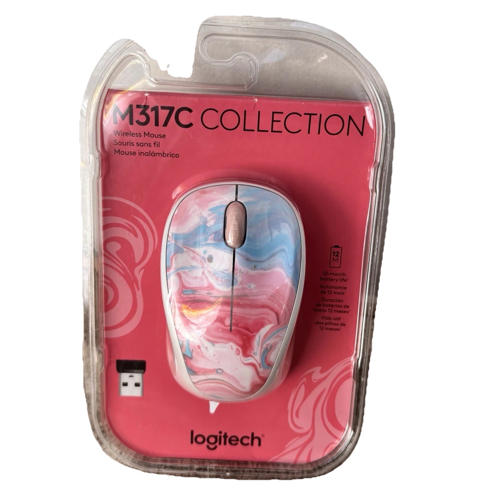 Authentic OEM Logitech M317C Mouse - Cotton Candy - Open Box