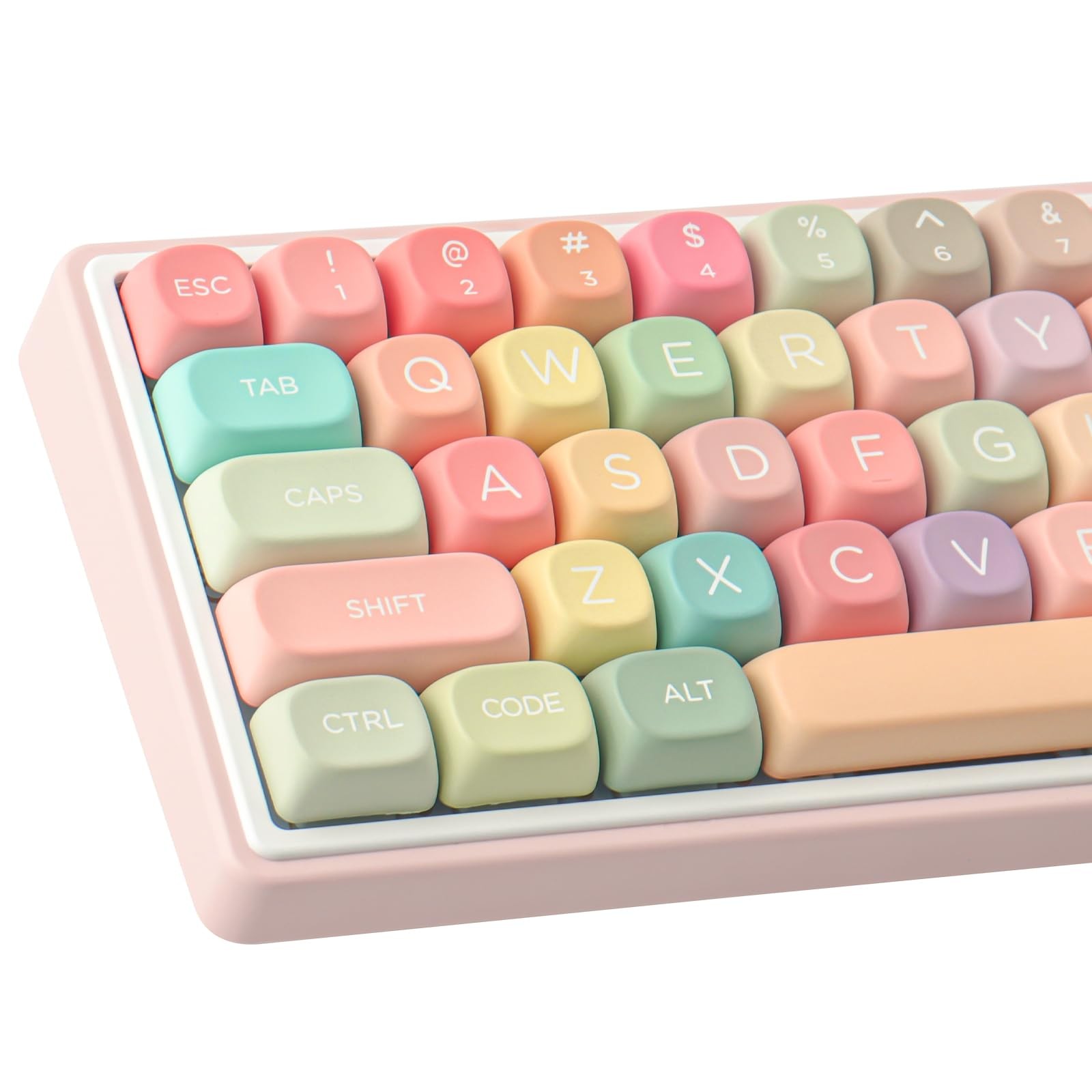 TYRIXKI PBT Keycaps 126 Keys MOA Profile Cute Keycap Rainbow Candy Keycaps