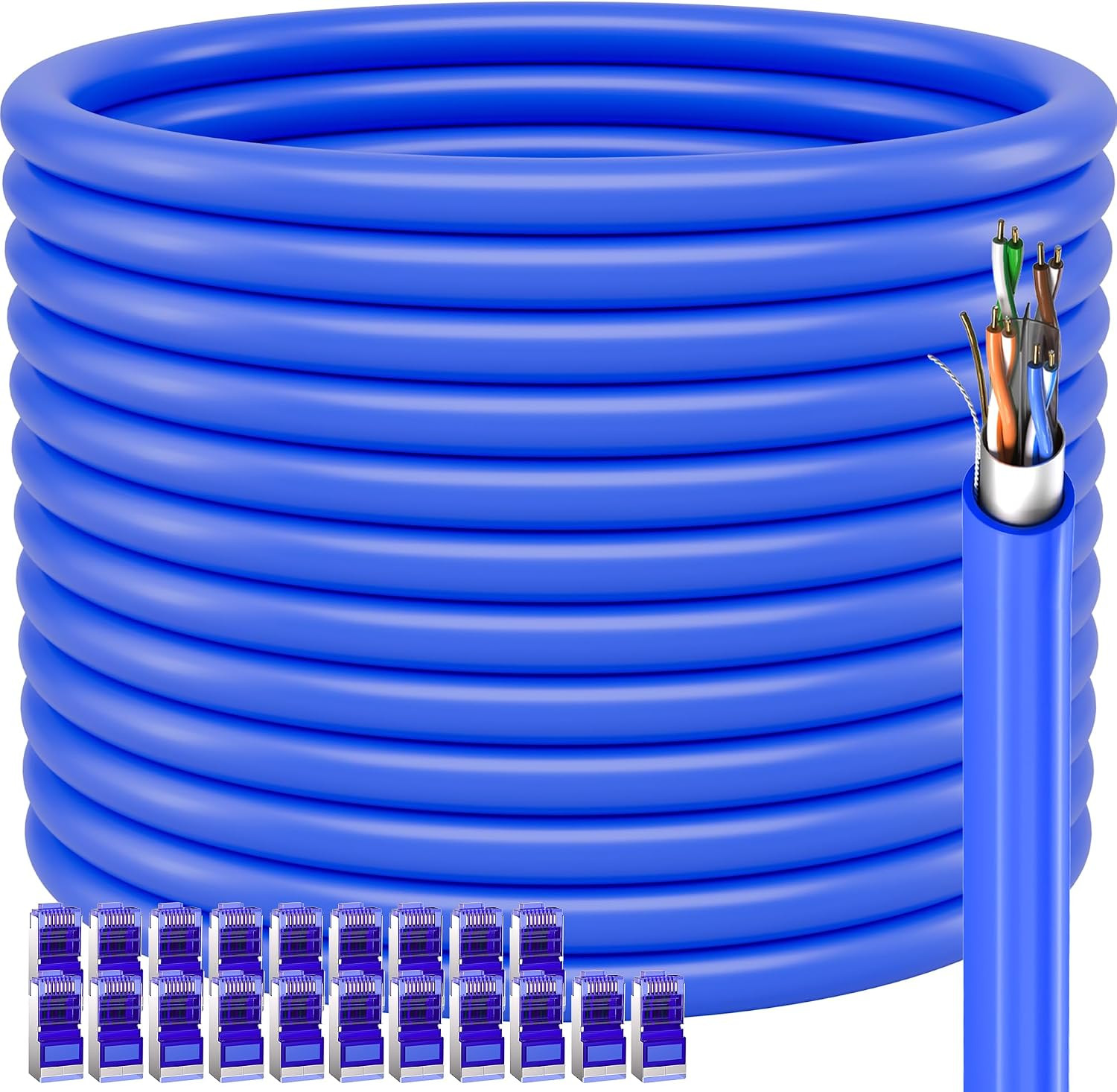Cat 6 Shielded Ethernet Cable 328Ft/100M (20 RJ45) Cat6 Outdoor Bulk