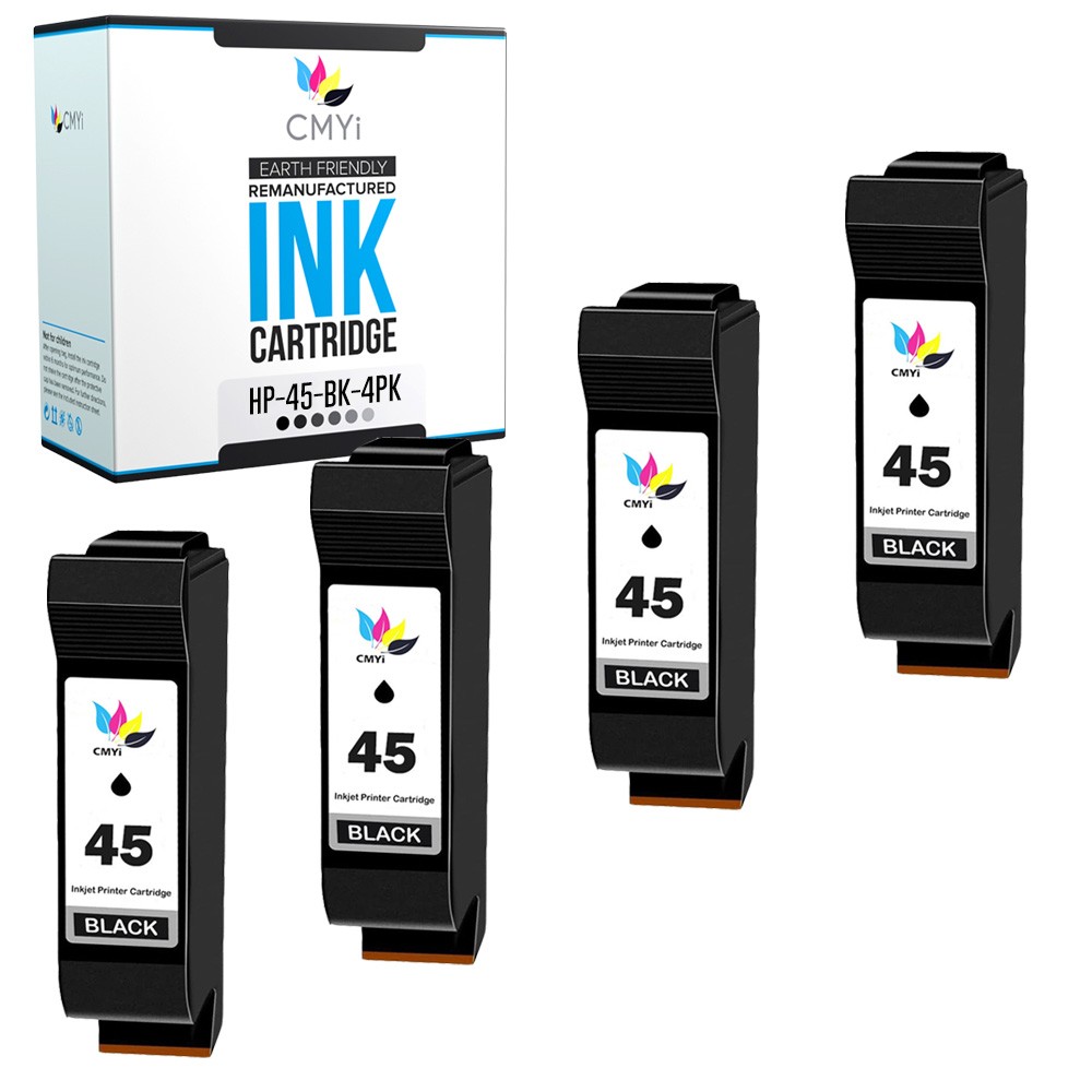 4-Pack Compatible CMYi HP 45 Cartridges for PhotoSmart 1000 1100 1115 1215 1218