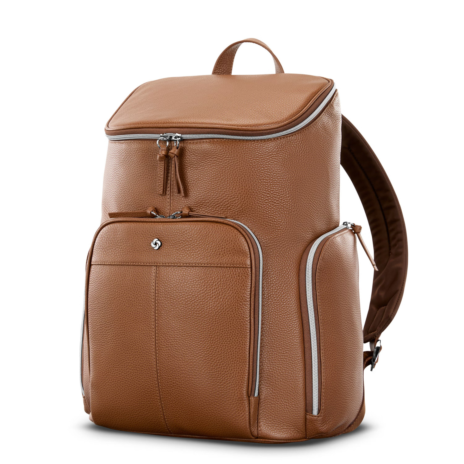 NEW Samsonite Mobile Solution 2 Leather Deluxe Backpack - Cognac