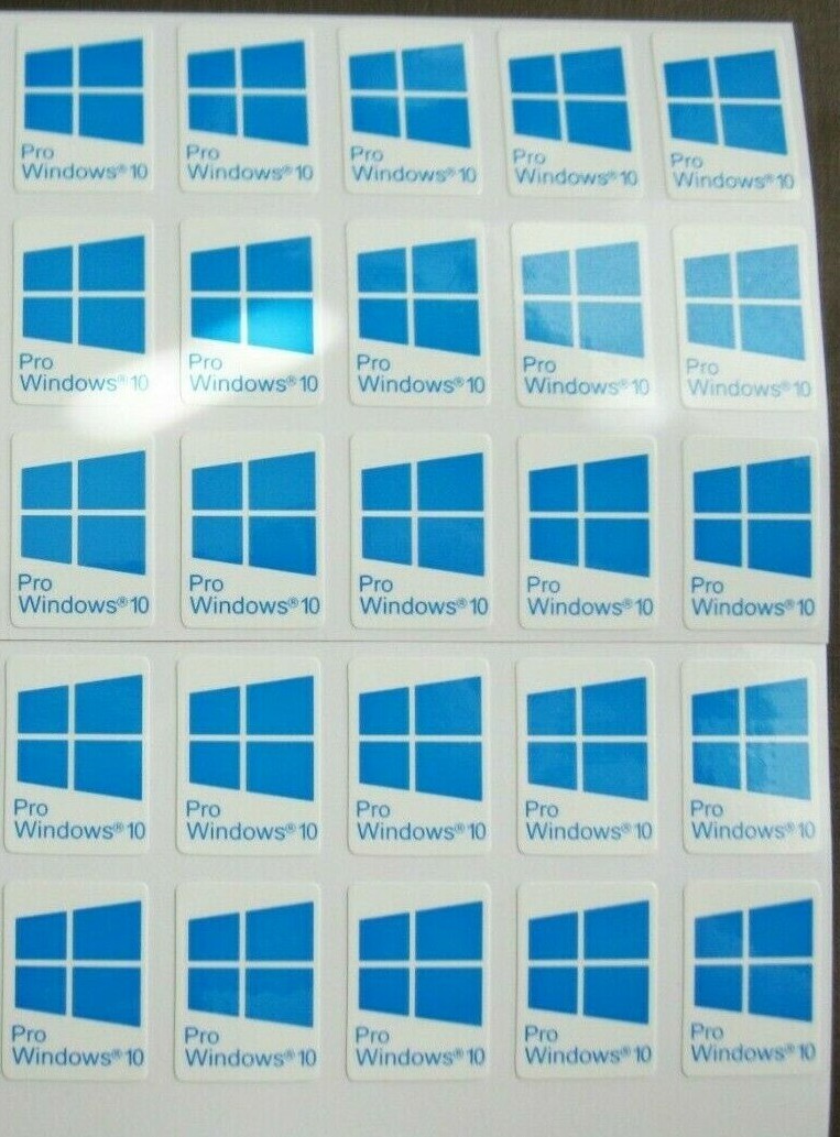25 PCS Sticker for Window 10 Pro Blue Badge Logo Decal Cyan Color 22mm x 16mm