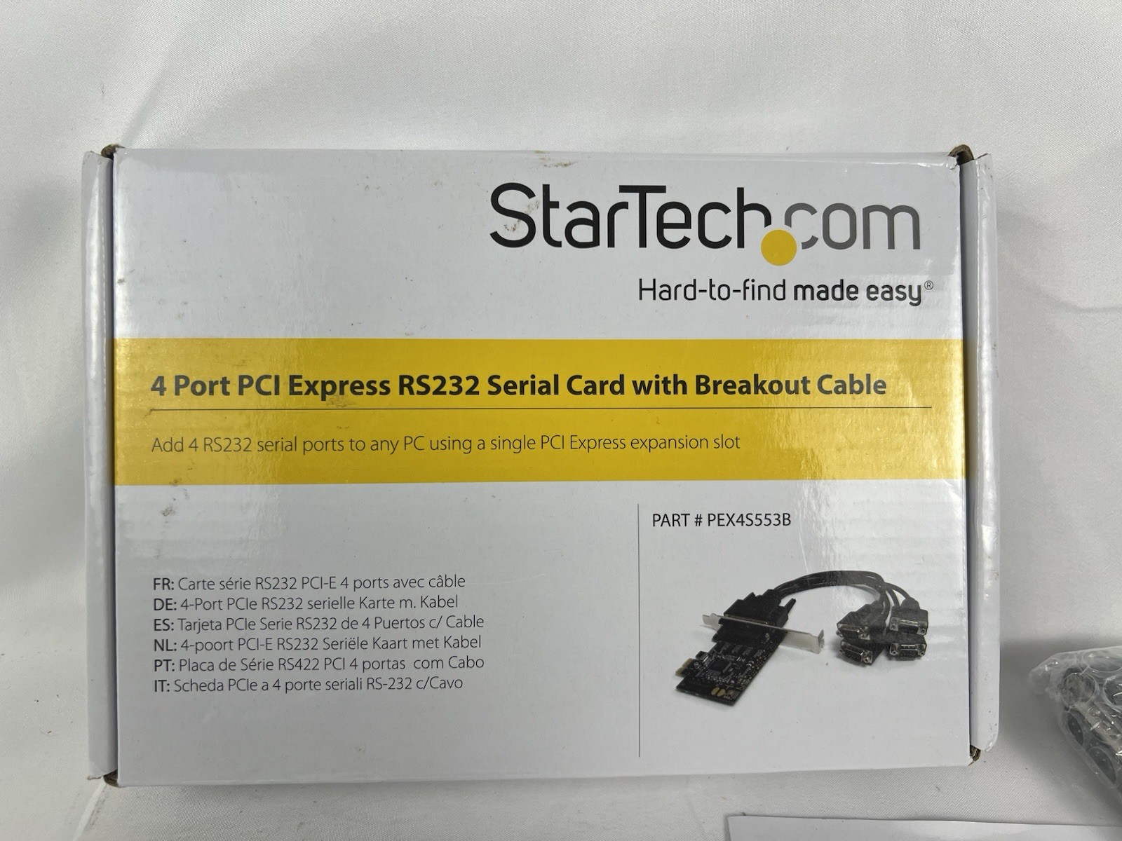 NIB STARTECH PEX4S553B 4 PORT PCI EXPRESS RS232 SERIAL CARD w/BREAKOUT CABLE