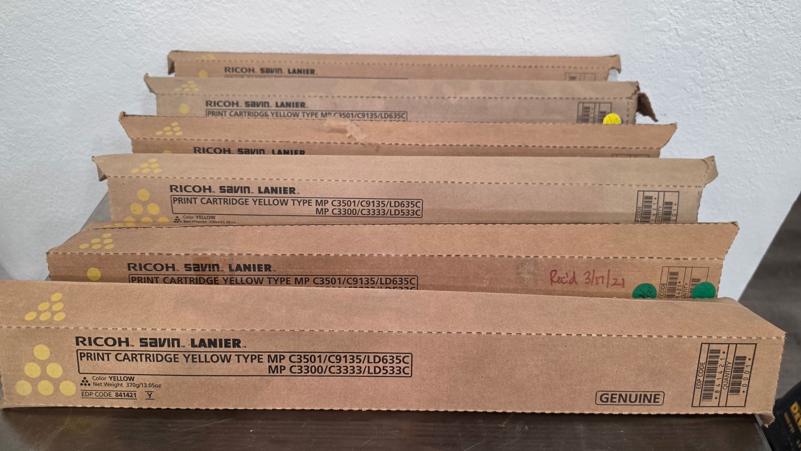 LOT OF 6 NEW- OEM Ricoh MP C3501 Toner Cartridges Yellow MFG#841421