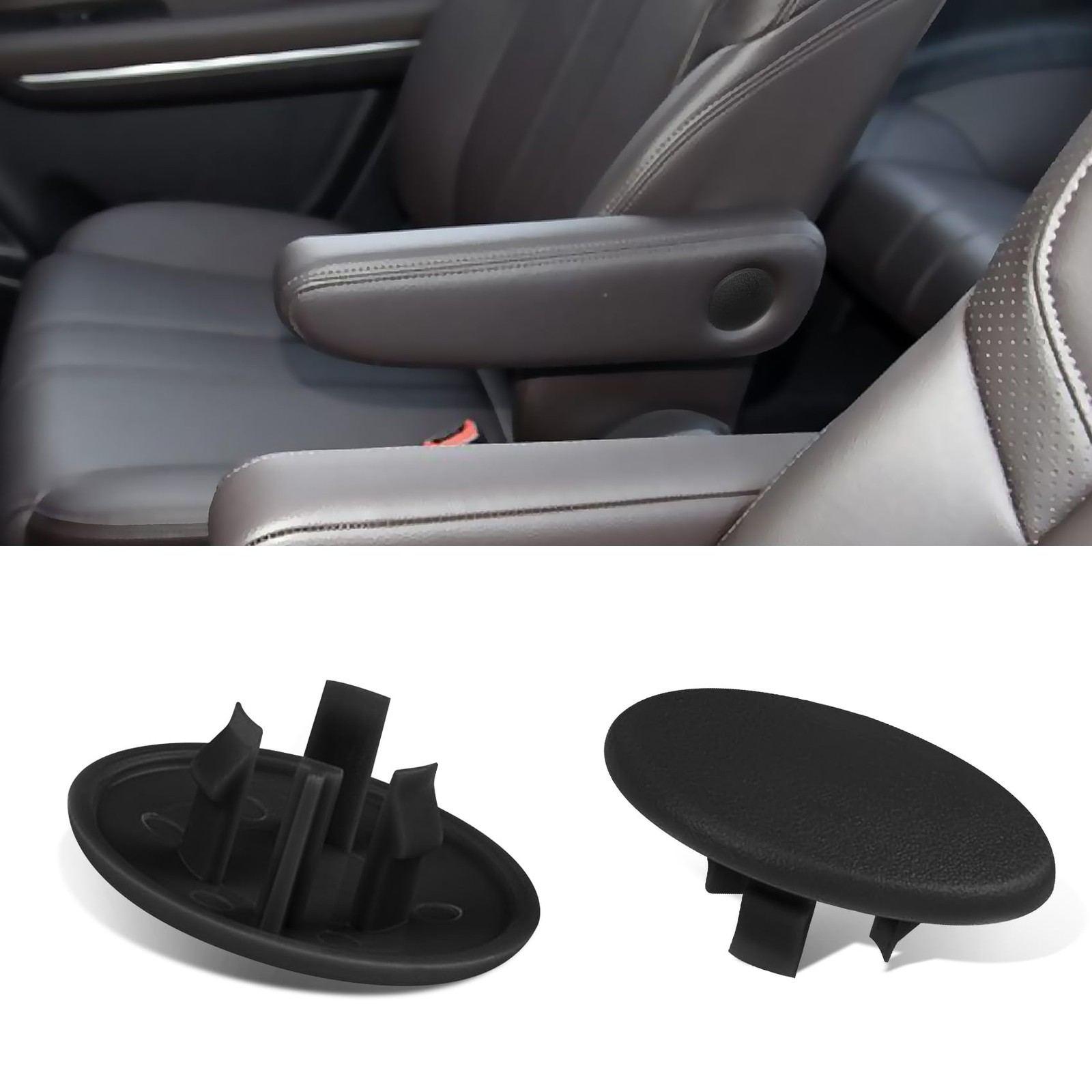 HEVLE 2PCS Rear Seat Armrest Cover Cap, Left Right Arm Rest Handle Black-2pcs
