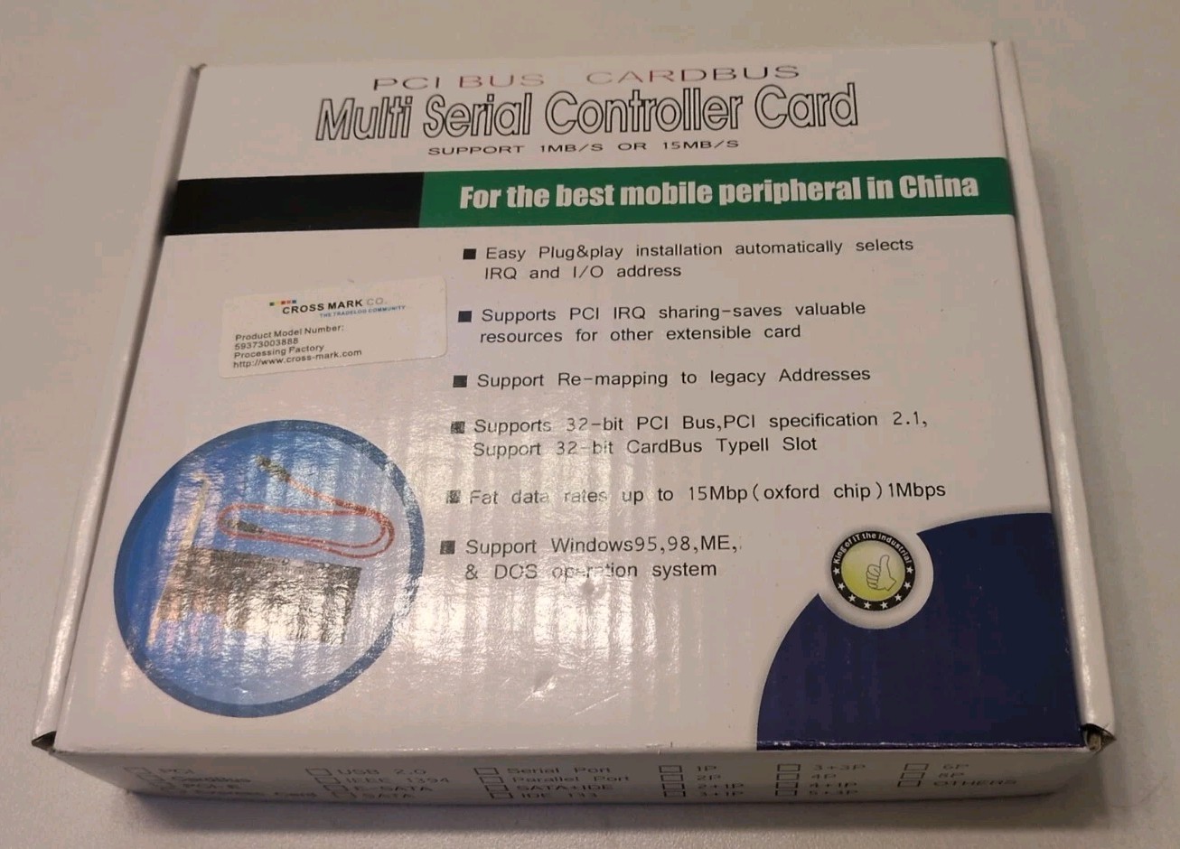 PCI Bus Dual Serial Port Card, In Box, 