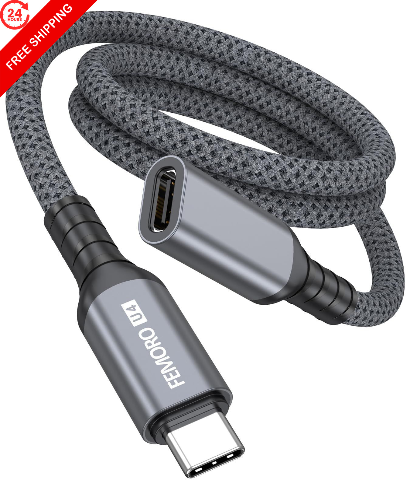 Thunderbolt 4 Extension Cable 3ft, 8K@60Hz/40Gbps/240W USB 4 3 Feet, Grey