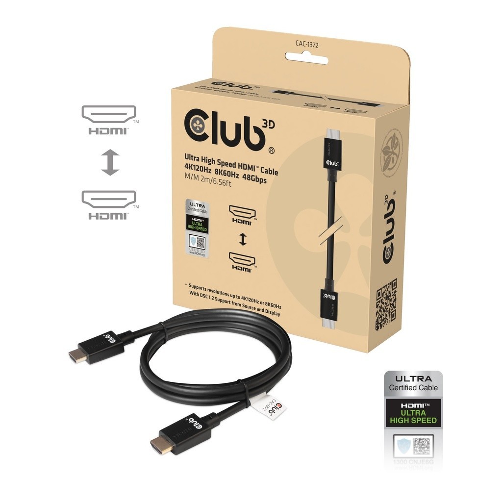 New Club 3D CAC-1372 Ultra High Speed HDMI 2.1 Cable 4K120Hz 8K60Hz Certified