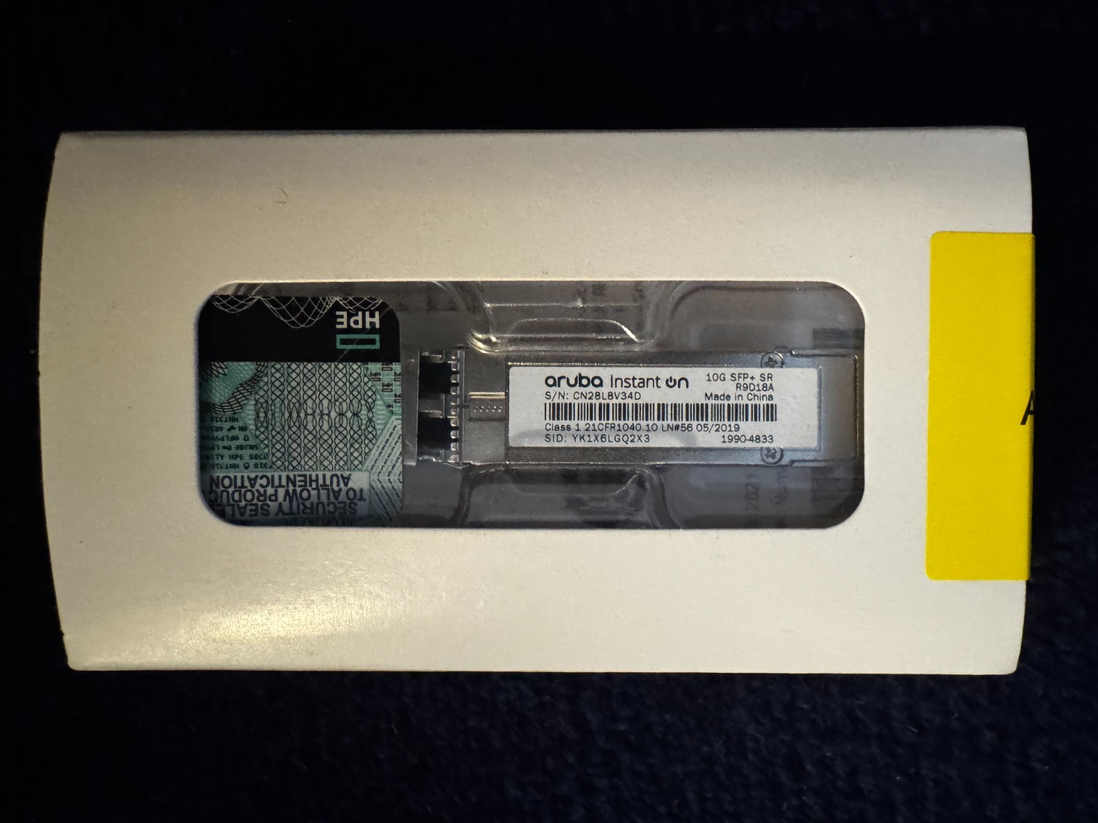 New HPE/Aruba IOn 10G SFP+ LC SR 300m R9D18A Network Transceiver  MMF XCVR