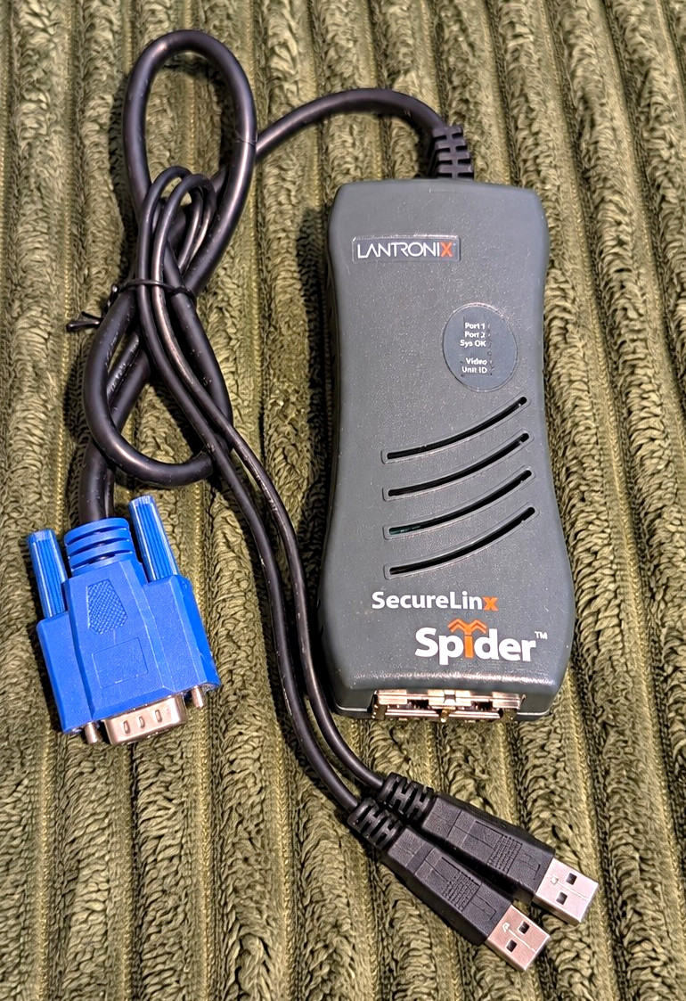 Lantronix SecureLinx Spider KVM Cable USB A to VGA/USB A 6ft Portable