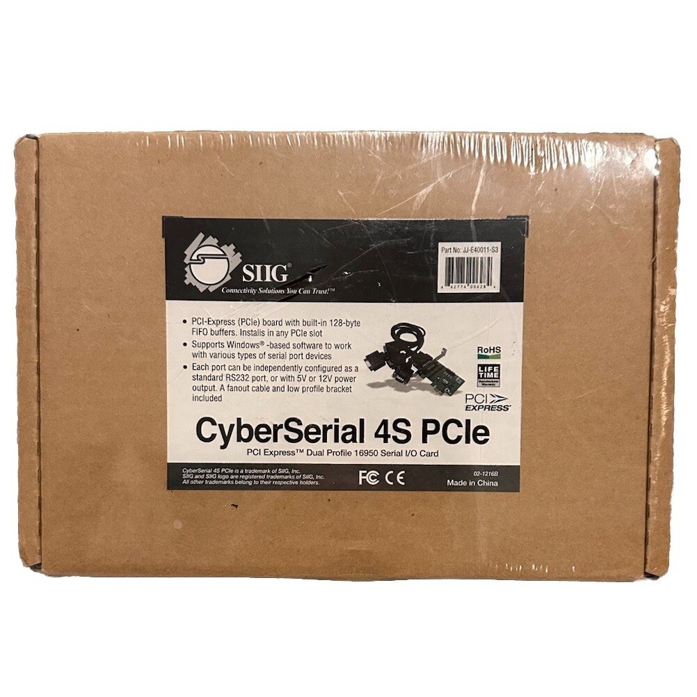 SIIG CyberSerial 4S PCIe 4-Port Serial I/O Card JJ-E40011-S3 New Sealed