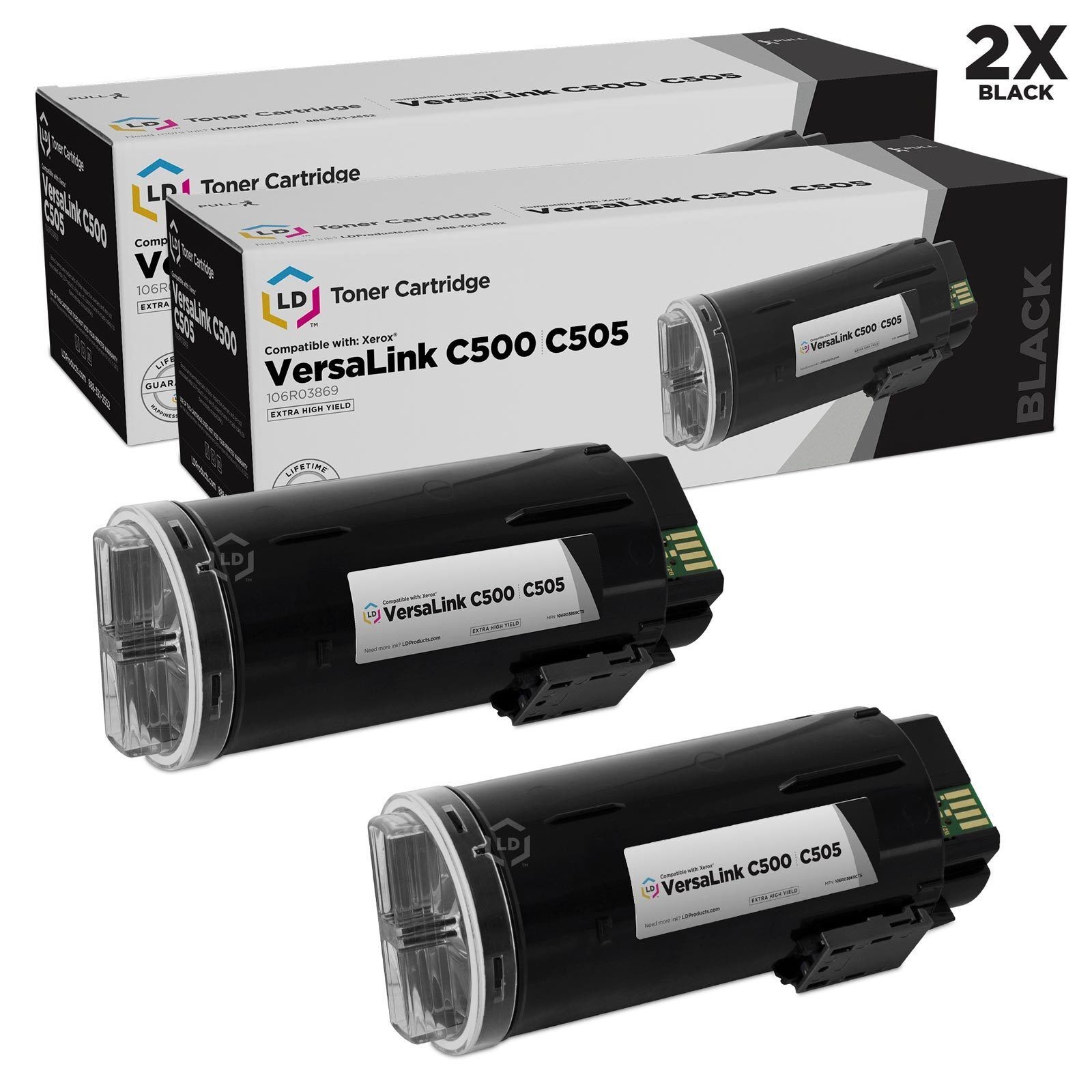 LD Compatible Xerox 106R03869 Extra HY Black Toner 2PK for Versalink C500, C505