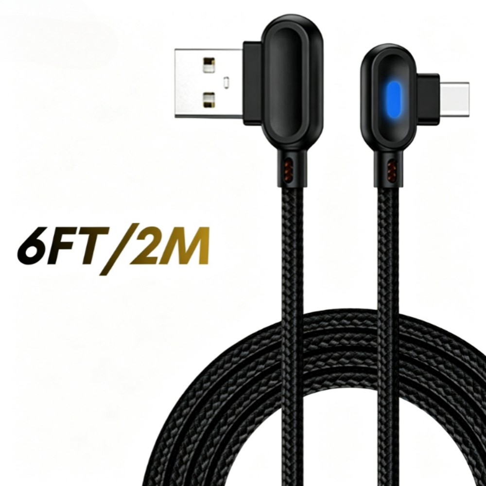 90 Degree Right Angle Fast Charger For Samsung iPhone 17 16 15 USB Type C Cable