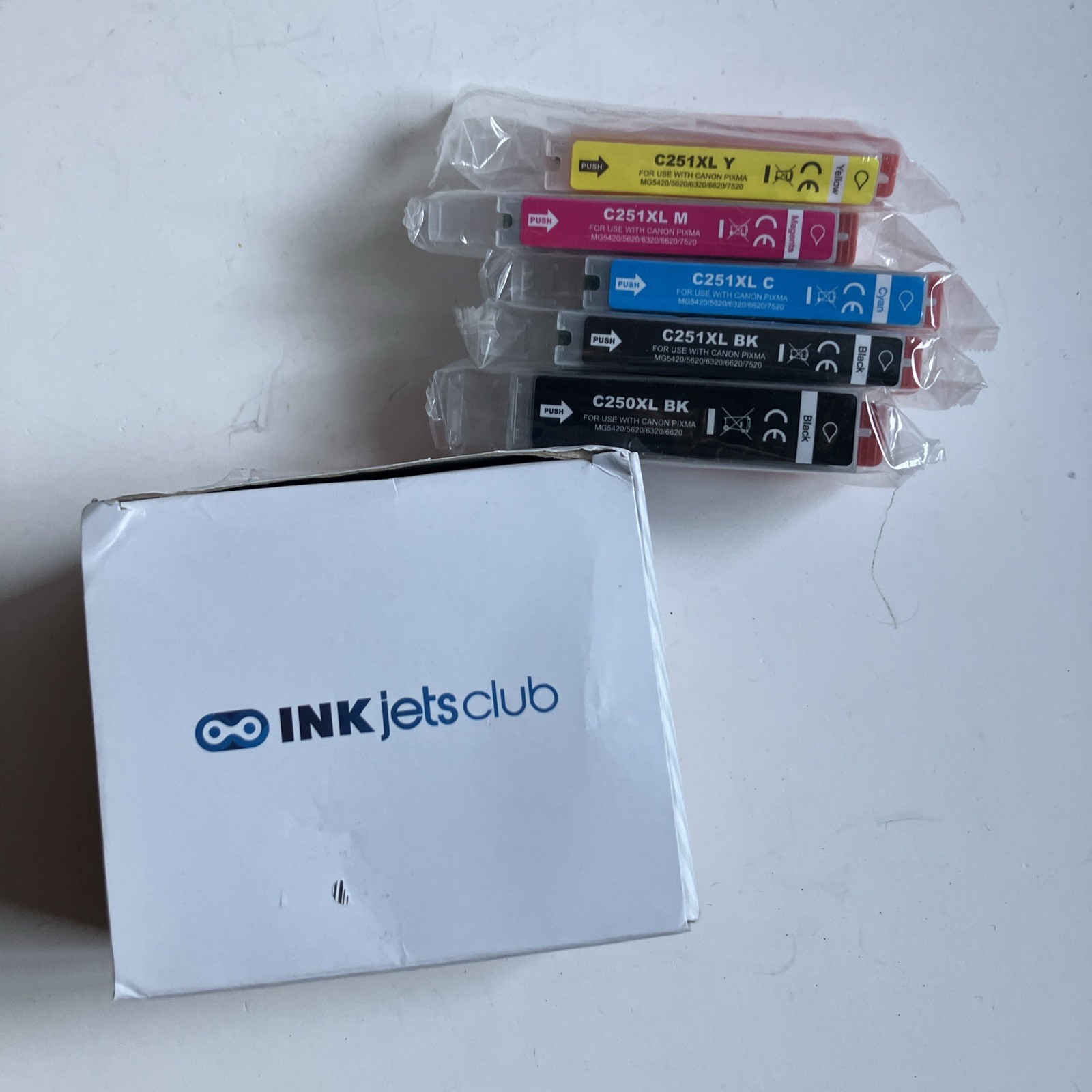 Full Set 5 Cartridges C-250 XL & C-251 XL Printer Ink Compatible For Canon