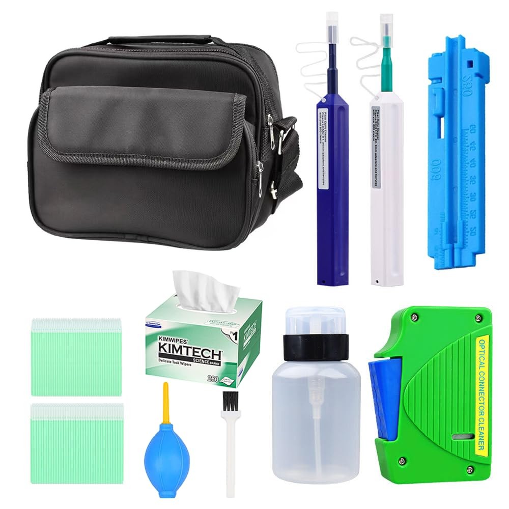 Elfcam - Fibre Cleaning Tool Kit for FTTx Welder, Includes Fibre Optic Pens,M...