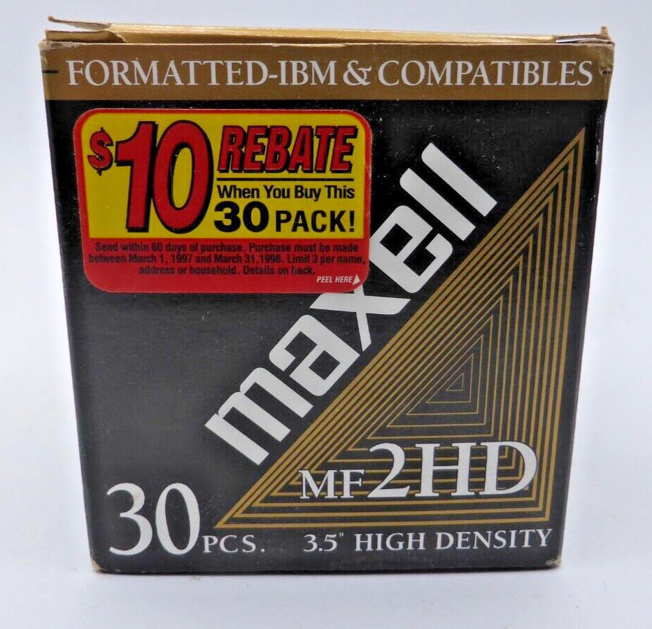 30 Pack Maxell MF 2HD IBM Formatted Floppy Disks