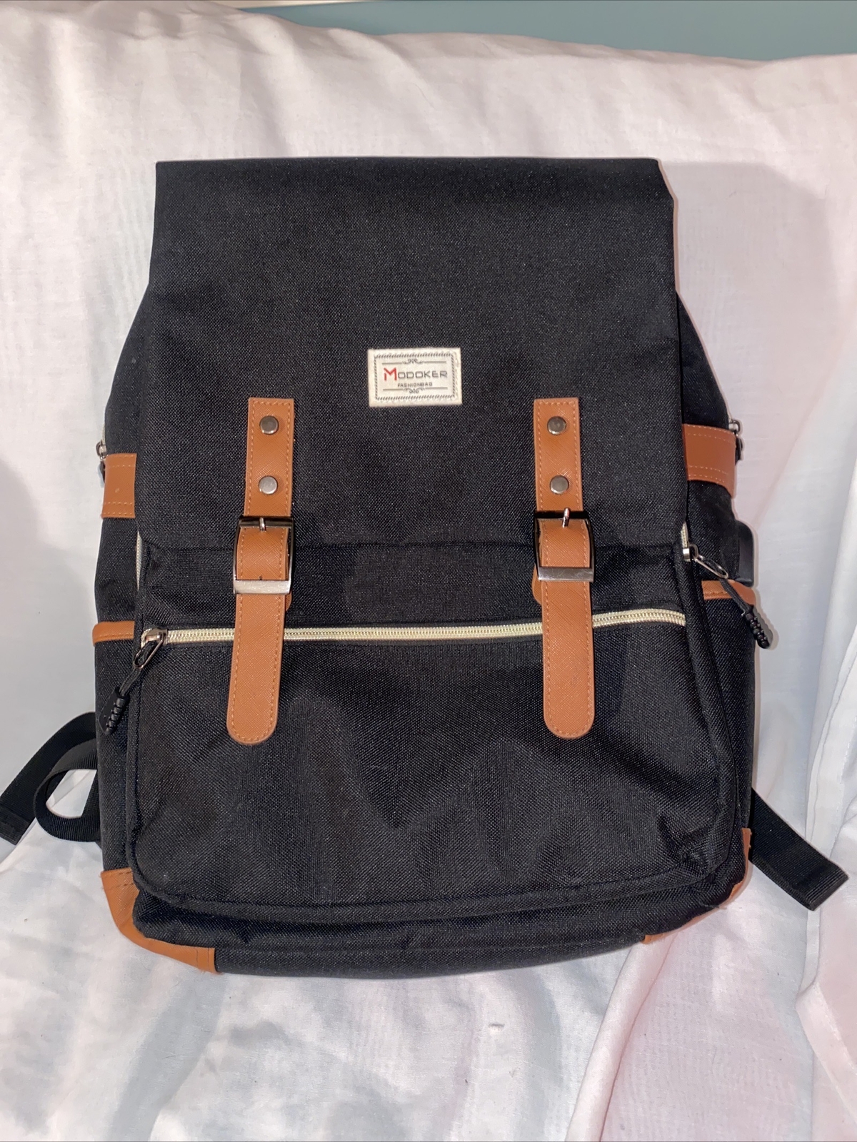 Modoker Vintage Black Laptop Backpack School College Backpack with USB Men Women