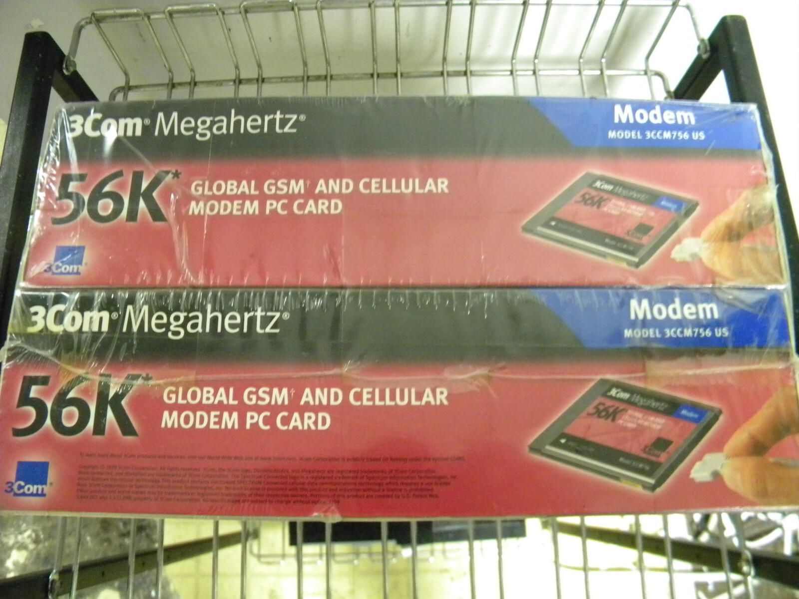 Two New 3Com Megahertz PCMCIA 56k Cellular Modem PC Card 6" Dongle Cable 3CCM756