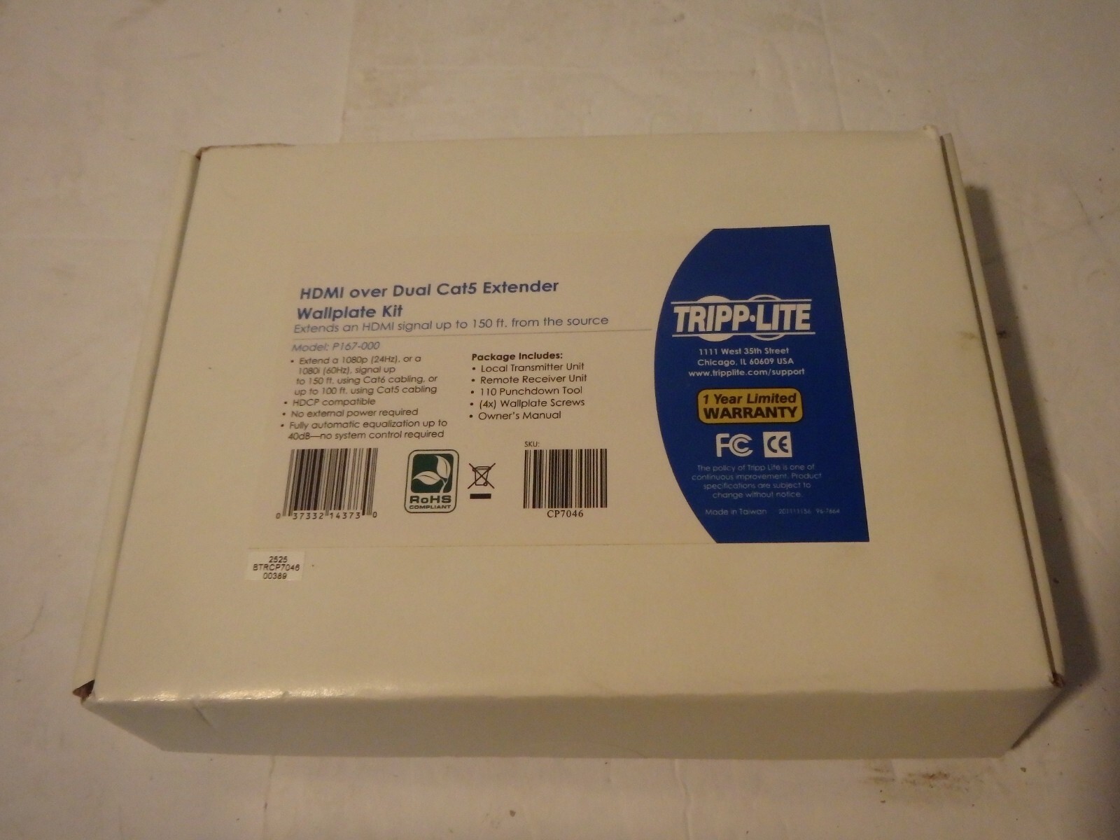 NEW Tripp-Lite HDMI over Dual Cat5 Extender Wall plate Kit P167-000