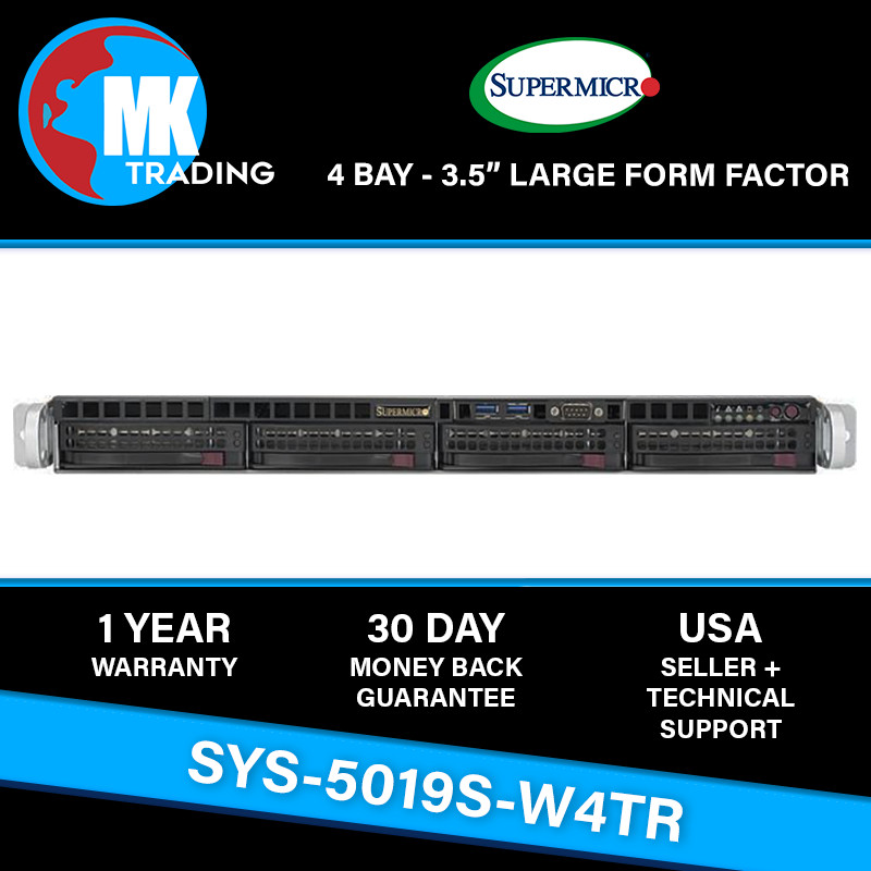 Supermicro SYS-5019S-W4TR 4B LFF 1U Server  -V1 Choose CPUs/RAM - Wholesale