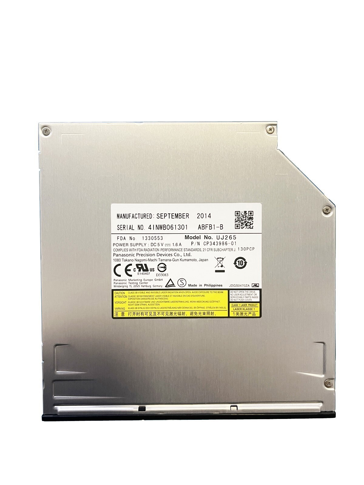 For Panasonic UJ265 Slot Load Blu-ray Burner Optical Drive Player 12.7mm SATA
