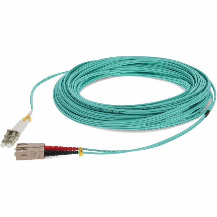 AddOn 25m SC to LC Aqua OM3 Duplex OFNR (Riser-Rated) MMF (Multi Mode) Fiber