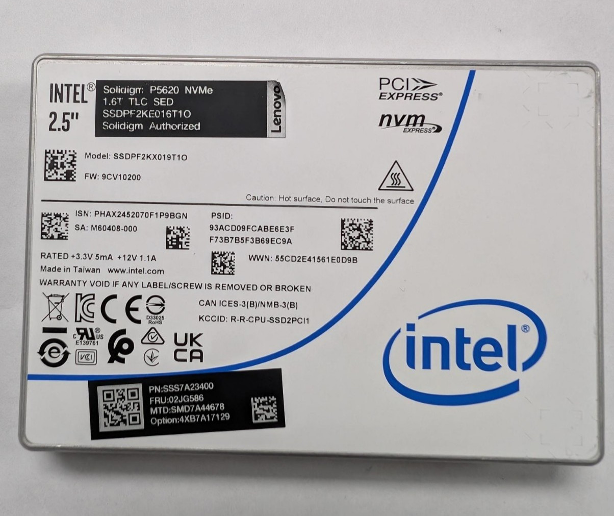 INTEL 1.6TB SOLIDIGM P5620 NMVE TLC SED PCIE 4.0 SSDPF2KE016T1O 1.6TB NVME