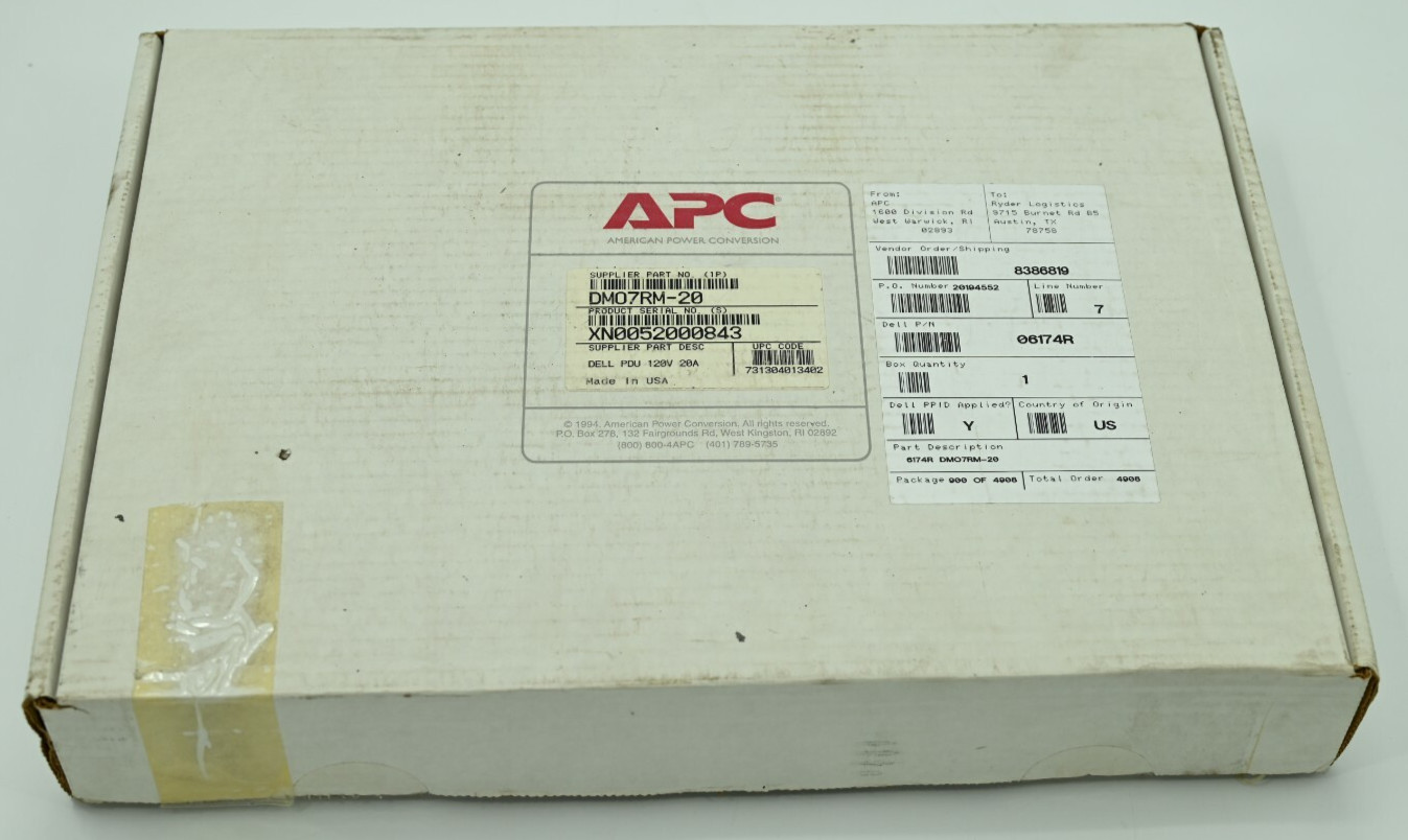 APC DM07RM-20 120V 16AMP 7 Outlet PDU DELL PN: 06174R NEW in Box